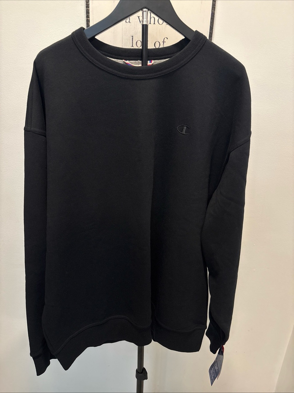 Champion Black Crewneck Sweatshirt with Tonal Logo